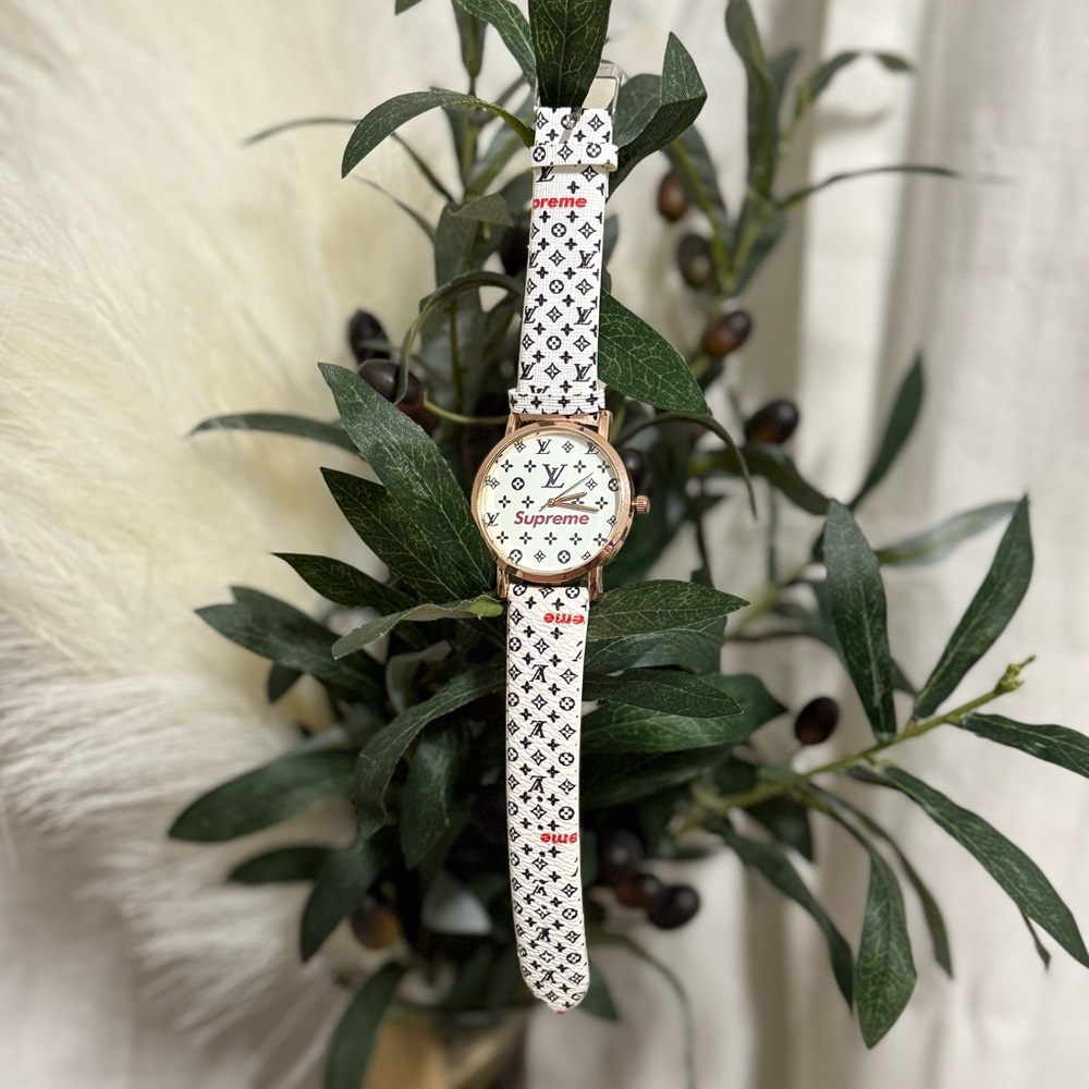 Supreme White and Gold Patterned Watch
